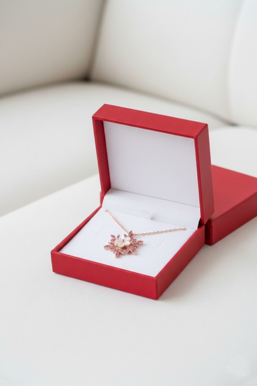 Çekirdekjewelry 925 Ayar Gümüş Manolya Çiçekli Kartanesi Kolye Rose