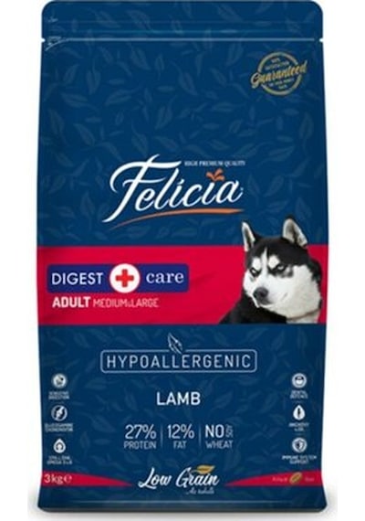 Felicia Kuzu Etli Düşük Tahıllı Orta ve Büyük Irk Yetişkin Köpek Maması 3 KG