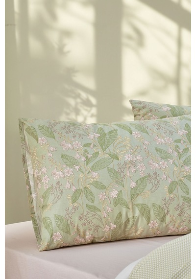 Doqu Home Boho Chic Spring Ranforce-nevresim Takımı-tek-florıs Yeşil