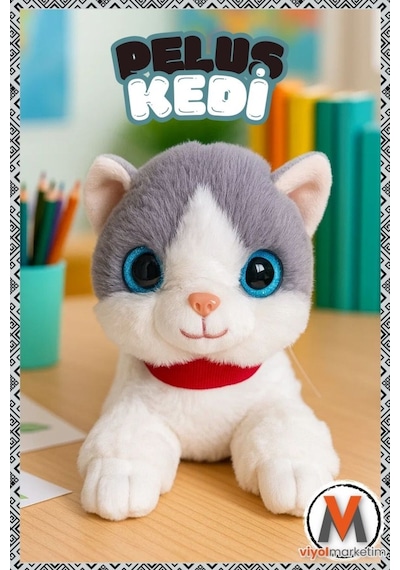 Sevimli Peluş Yavru Kedi 35 Cm Sesli Miyavlayan Oyuncak Uyku Ve Oyun Arkadaşı 4 Renk Seçeneği Gri