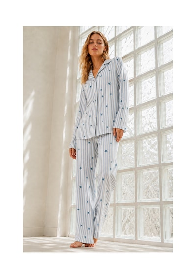 Fit Women Kadın Regular Bürümcük Mavi Pijama Takımı