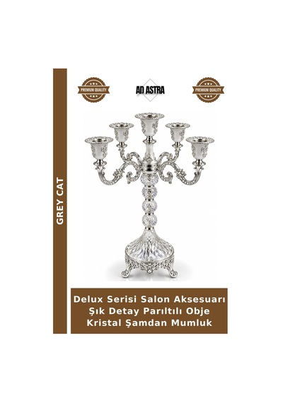 Delux Serisi Salon Aksesuarı Şık Detay Parıltılı Obje Kristal Şamdan Mumluk Çok Renkli