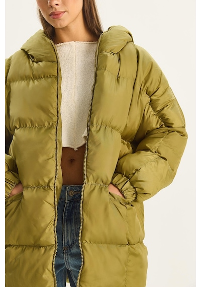 Shade Kadın Kapüşonlu Oversize Yarasa Kol Şişme Mont 60283686 - Yeşil