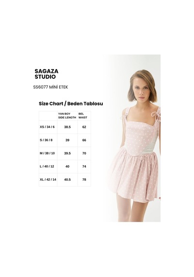 Sagaza Studio Ss6077 Pileli Mini Etek Pembe