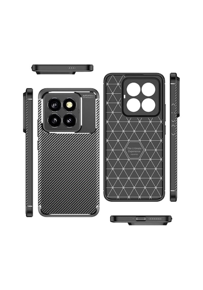 Xiaomi 14t Pro Kılıf Lens Karbon Tasarım Korumalı Silikon Kapak