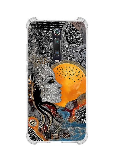 Printify Xiaomi Mi9tpro İle Uyumlu Simya Serisi Mozaik Tanrıça Tasarımlı Uv Baskılı Köşe Korumalı Antişok Kılıf Şeffaf
