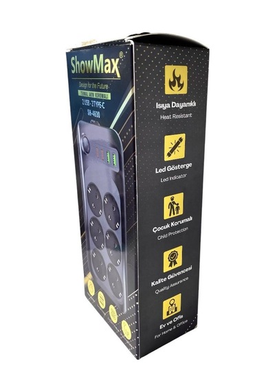 Showmax Sh-4630 2mt 2xusb-2xtype-c 4lü Termal Akım Korumalı Priz 10a 2500w 2 M