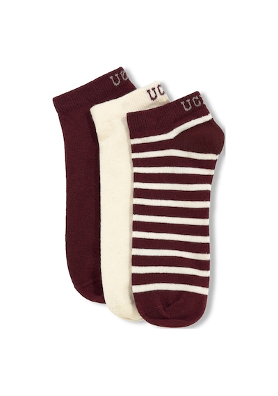 Ucla Lıoren 3'lü Bordo Kısa Jakarlı Pamuk Standard Fit Unisex Çorap