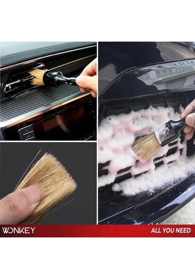 Wonkey - Oto Detay Temizlik Fırçası Klima Izgarası, Havalandırma Menfezi, Torpido, Konsol, Jant Ve Bijon Araları İçin Yumuşak Kıllı Araç Temizleme Fırçası 1