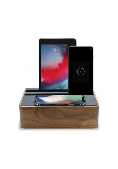 Alldock Wireless Kablosuz Şarj Standı - Ceviz/Siyah