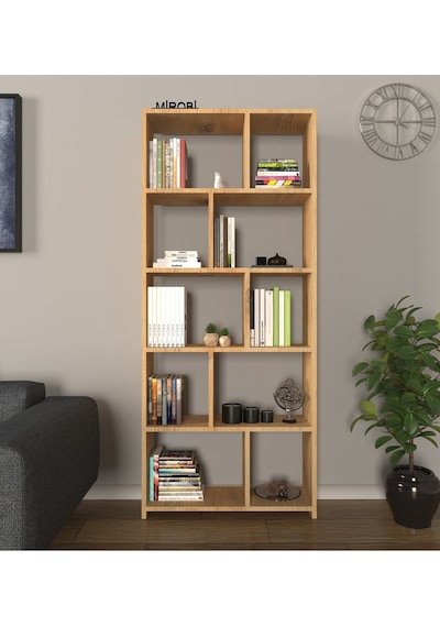 Cordoba 5 Raflı 10 Bölmeli Kitaplık Dekoratif Modern Kitaplık, Rivoli