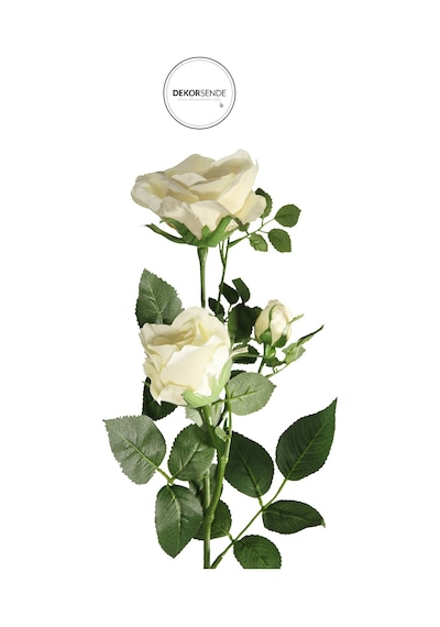 Yapay 3'lü Açmış Gül Dalı Krem 68 Cm Krem