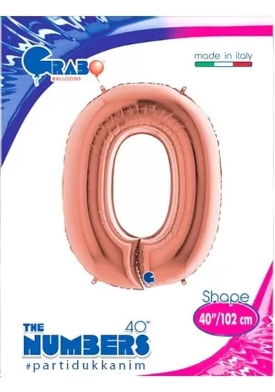 Folyo Rakam 0 Sıfır Rosegold Renkli 40 İnç 100 Cm Grabo Doğum Günü Balonu Çok Renkli