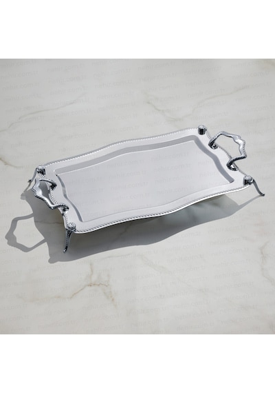 Nehir Zincir Ayaklı Sade Çay Tepsi - 47x31 Cm