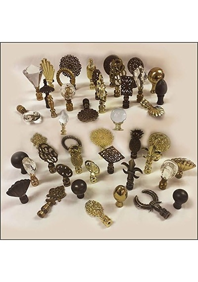Royal Designs Fleur De Lis 8,25 Cm Abajur Ucu Abajur, Antik Pirinç Açık Ahşap