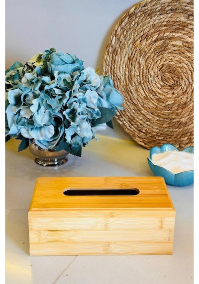 Bambu Peçetelik, 23 Cm X 11 Cm X 8,5 Cm Ebatlarında Doğal Bambu Ahşap Peçetelik