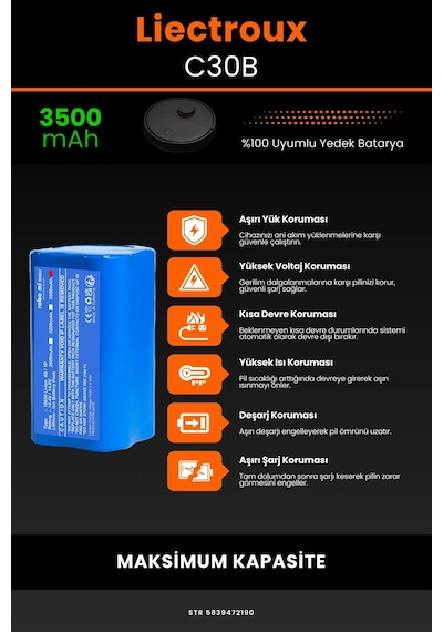 Liectroux C30b 3500mah Robot Süpürge Bataryası