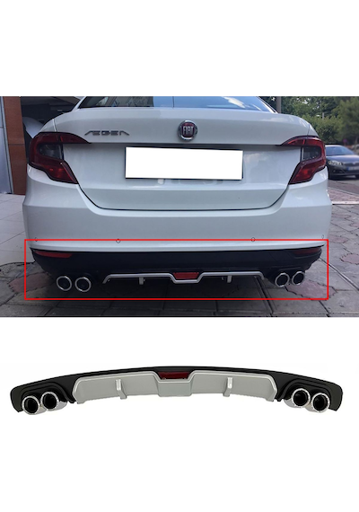 Fiat Egea Uyumlu Gri Difüzör 4 Krom Egzoz Görünümlü Difizör Arka Ek Body Kit