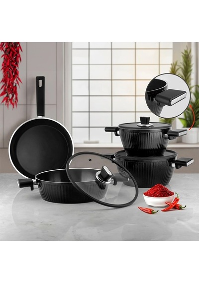 Lines L-5090 İndüksiyonlu Bioseramik Kristal 7 Parça Tencere Seti