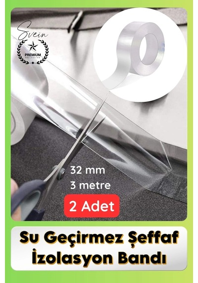 Sızdırmazbant 2 Adet Su Geçirmez Şeffaf İzolasyon Bandı Tezgah Lavabo Kenar Tamir Güçlü 38mm X 3m