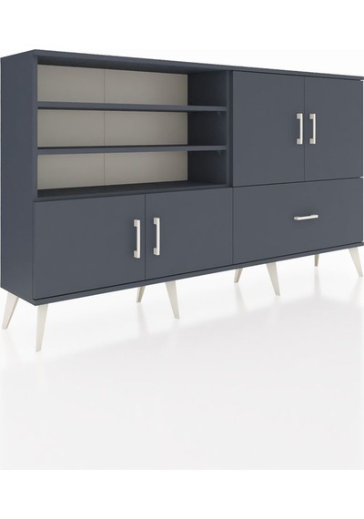 Arges Konsol 5 Raflı Tek Çekmeceli 4 Kapaklı 176x30x99 Antrasit-a Antrasit-antrasit Arges Konsol 5 Raflı Tek Çekmeceli 4 Kapaklı 176x30x99 Antrasit-a Antrasit-antrasit