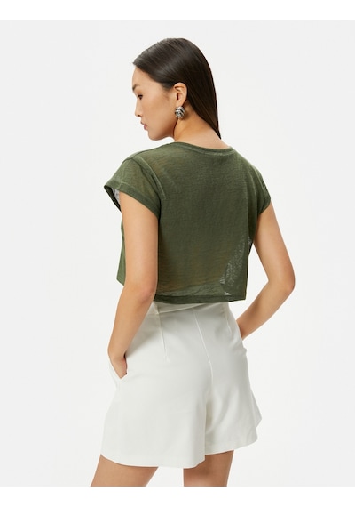 Koton Crop Tişört Kısa Kollu Slim Fit Bisiklet Yaka Haki 4sak50020ek 4SAK50020EK876 Haki Koton Crop Tişört Kısa Kollu Slim Fit Bisiklet Yaka Haki 4sak50020ek 4SAK50020EK876 Haki