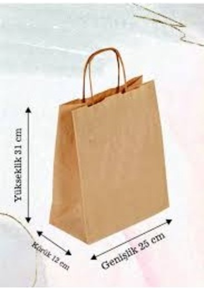 Kraft Çanta 25x12x31 25 Adet Kağıt Poşet Çanta
