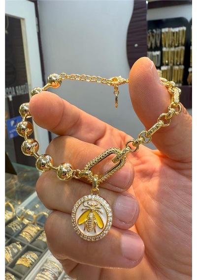 14 K Arı Vip Şans Bilekliği Altın