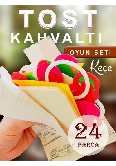 Oyuncak Yemek Keçe Tost Kahvaltı Seti - Montessori Mutfak Rol Oyun Seti