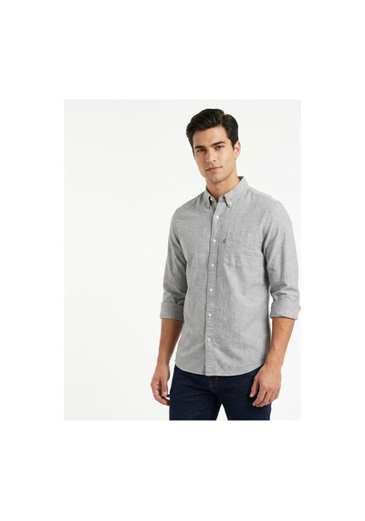 Levi's Keten Karışımlı Slim Fit Uzun Kol Erkek Gömlek Jh-0020 Açık Gri