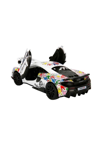 1:32 Sesli Ve Işıklı Rmz Hobby Keith Haring Serisi Die Cast Çek Bırak Model Araba - Beyaz Mclaren 60