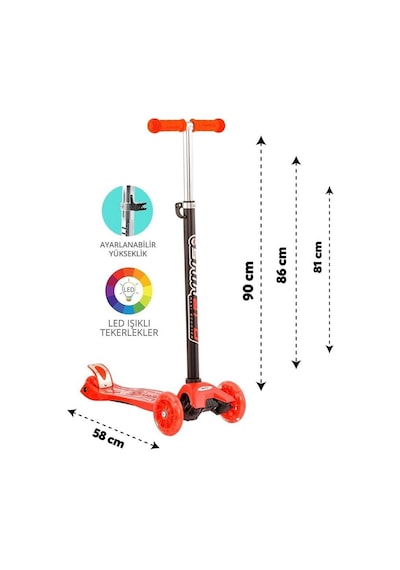 Mey İthalat Torutoys Kırmızı Twist Işıklı Scooter Kırmızı