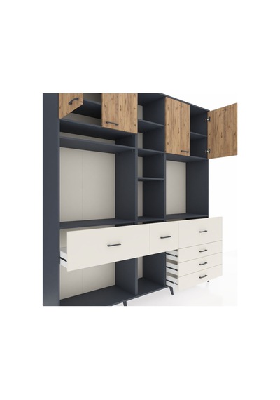 Hyperion Dolap 11 Raflı 6 Çekmeceli 4 Kapaklı 220x44x243 Antrasit-çam/aytaşı Atlas Çam/aytası Hyperion Dolap 11 Raflı 6 Çekmeceli 4 Kapaklı 220x44x243 Antrasit-çam/aytaşı Atlas Çam/aytası