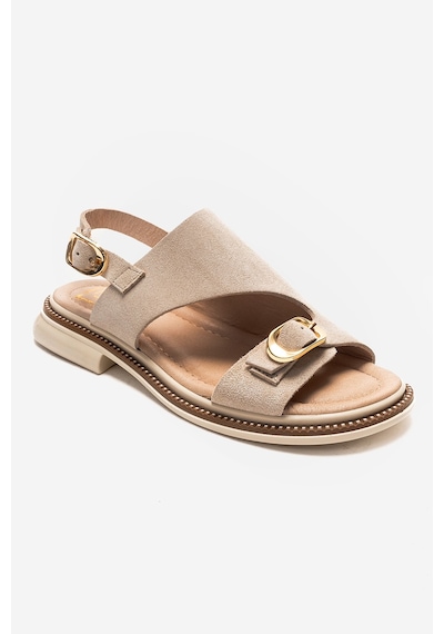 Luvishoes Cruel Bej Süet Hakiki Deri Kadın Sandalet
