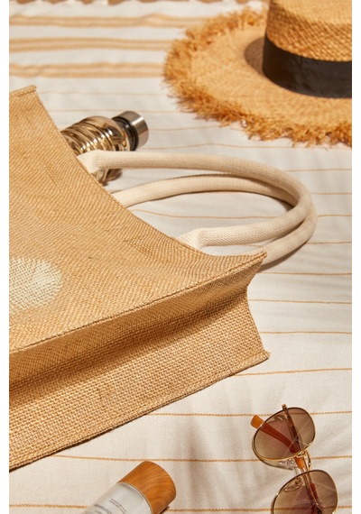 Ocean Home Textile Palm Life Jüt Çanta 42 x 35 x 12 CM