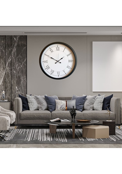 Siyah Elegance Büyük Boy 80 Cm Metal Duvar Saati