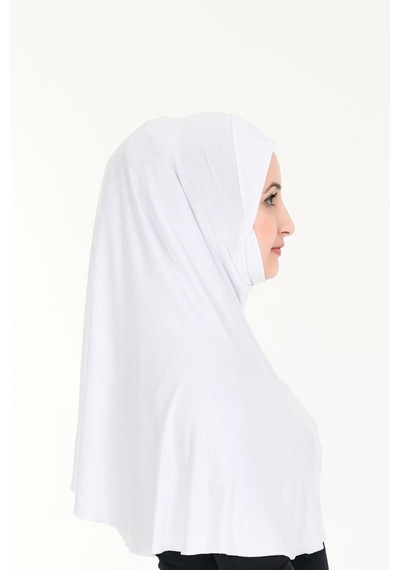 Peçeli Hazır Türban Pratik Şal Hijab Namaz Örtüsü Beyaz