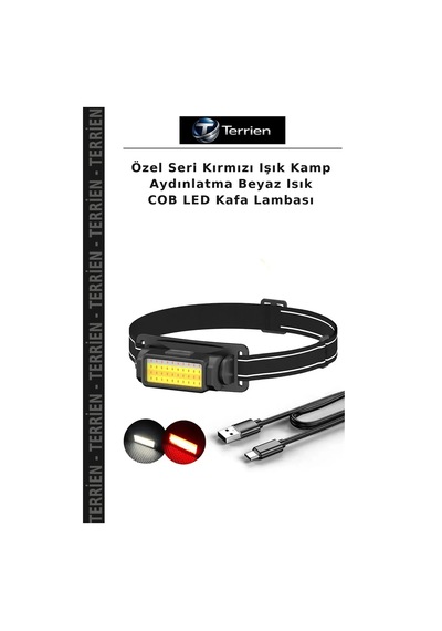 Özel Seri Kırmızı Işık Kamp Aydınlatma Beyaz Isık Cob Led Kafa Lambası Çok Renkli