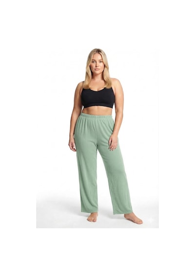 Akbeniz Kadın Büyük Beden Rahat Kesim Cepli Pijama Altı Yeşil