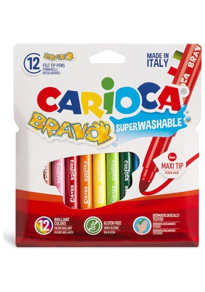 Carioca Bravo Süper Yıkanabilir Jumbo Keçeli Kalem 12 Renk 42755