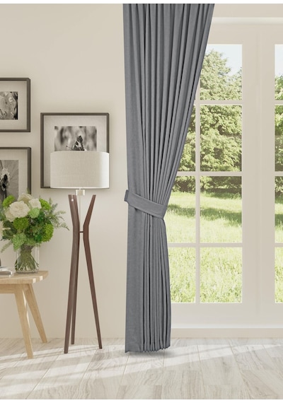 Cheap's Home Petek Dokulu Kadife Dokuma Normal 1 X 2.5 Pileli Fon Perde Açık Gri