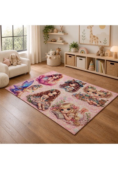 Kartela Halı Peri Masalı Kaymaz Taban Çocuk Oyun Halısı - 120 X 180 Cm Çok Renkli