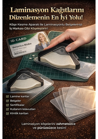 Köşe Kesme Aparatı Laminasyon, Kartvizit Ve Fotoğraf İçin Yuvarlak Köşe Kesici 5 Yaprak
