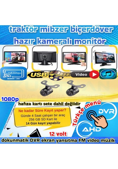 2 Adet 1080p Ahd 150'' Kelebek Kamera Dvr Dokunmatik Ekran Video Müzik 12 Volt
