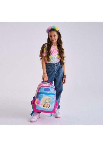 Coral High Kids Mavi Pembe Zürafa Desenli Üç Bölmeli Okul Sırt Çantası 23479