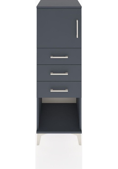 Hyperion Dolap Tek Raflı 3 Çekmeceli Tek Kapaklı 44x44x134 Antrasit-antrasit Antrasit