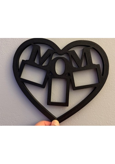 Kişiye Özel Kalp Tasarımlı Mom Fotoğraf Çerçevesi - 3d Baskı Duvar Dekoru