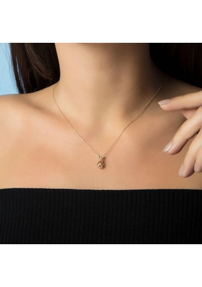 Tektaş Altın Kolye 14K Rose Dorikalı