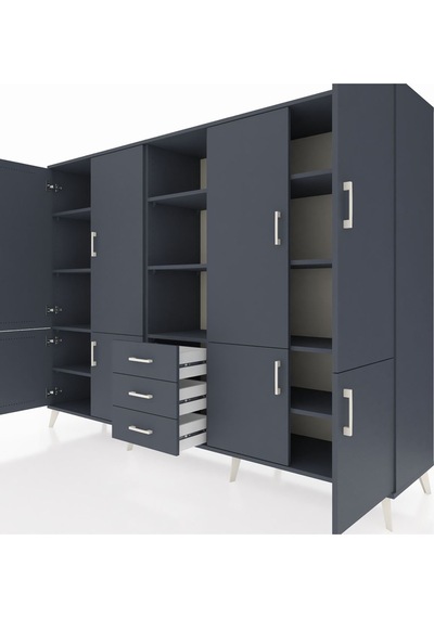 Hyperion Dolap 11 Raflı 3 Çekmeceli 8 Kapaklı 220x44x163 Antrasit Antrasit-antrasit Hyperion Dolap 11 Raflı 3 Çekmeceli 8 Kapaklı 220x44x163 Antrasit Antrasit-antrasit