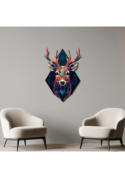 Renkli Geyik - Metal Tablo 60 X 90 Cm Çok Renkli